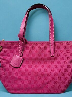 Loewe Pink Anagram Canvas Tote Shoulder Bag